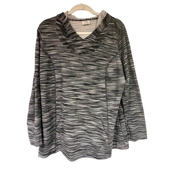 Danskin Heather Grey‎ Black Pullover Hoodie Lightweight Sweatshirt - Picture 1 of 6